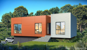 Three Bedroom Home in Clementine Orange.